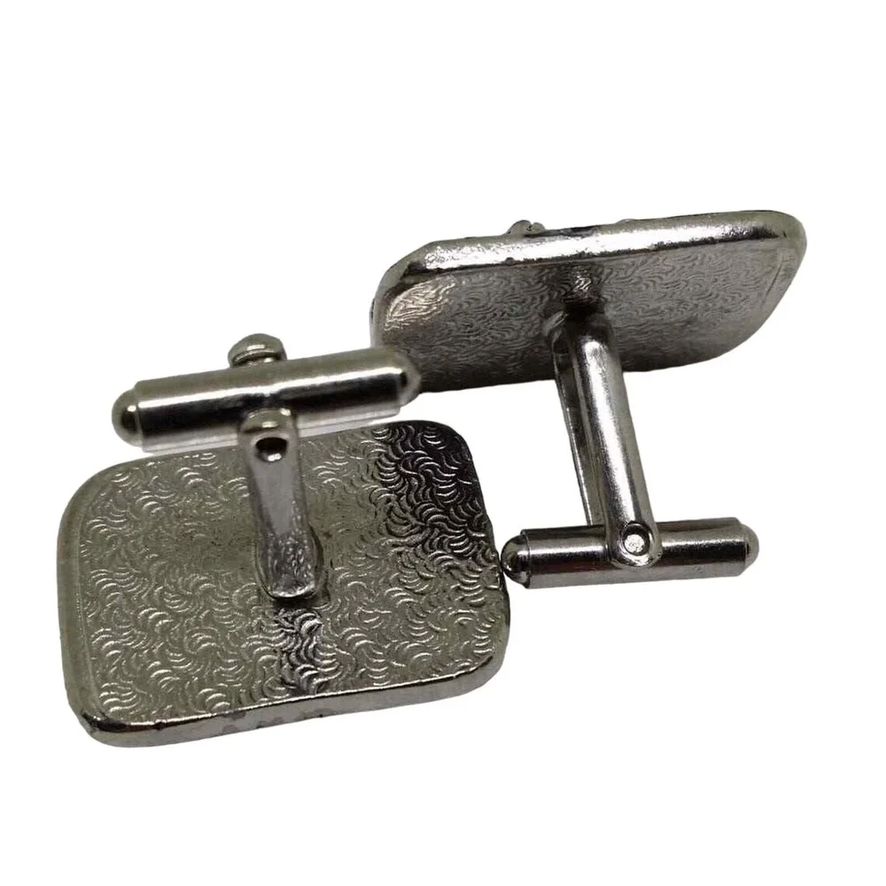 Large Black Enamel Cufflinks Silver Tone Dancing Couple Novelty Mens Deco Dance